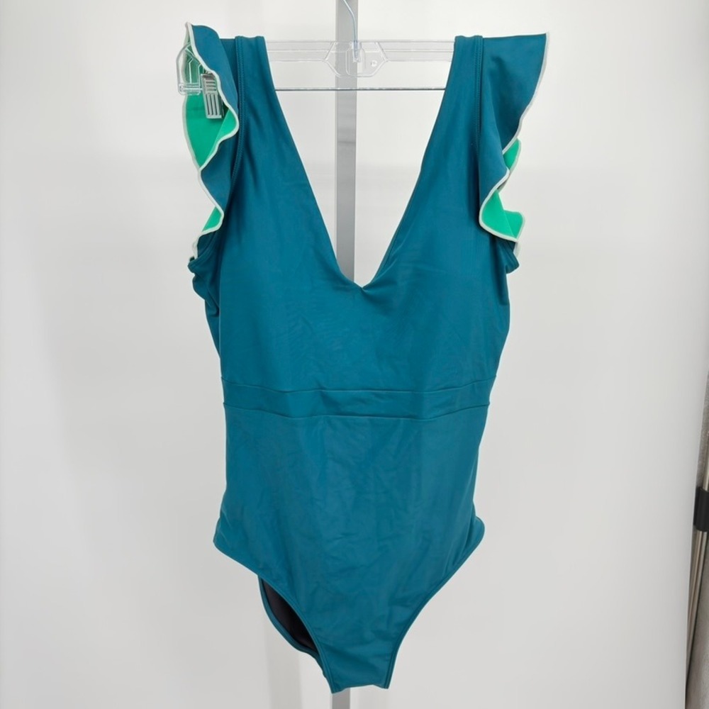 Summersalt Long Torso Ruffle Backflip One Piece Swimsuit 10LT Seaglass Seaweed - Picture 5 of 13